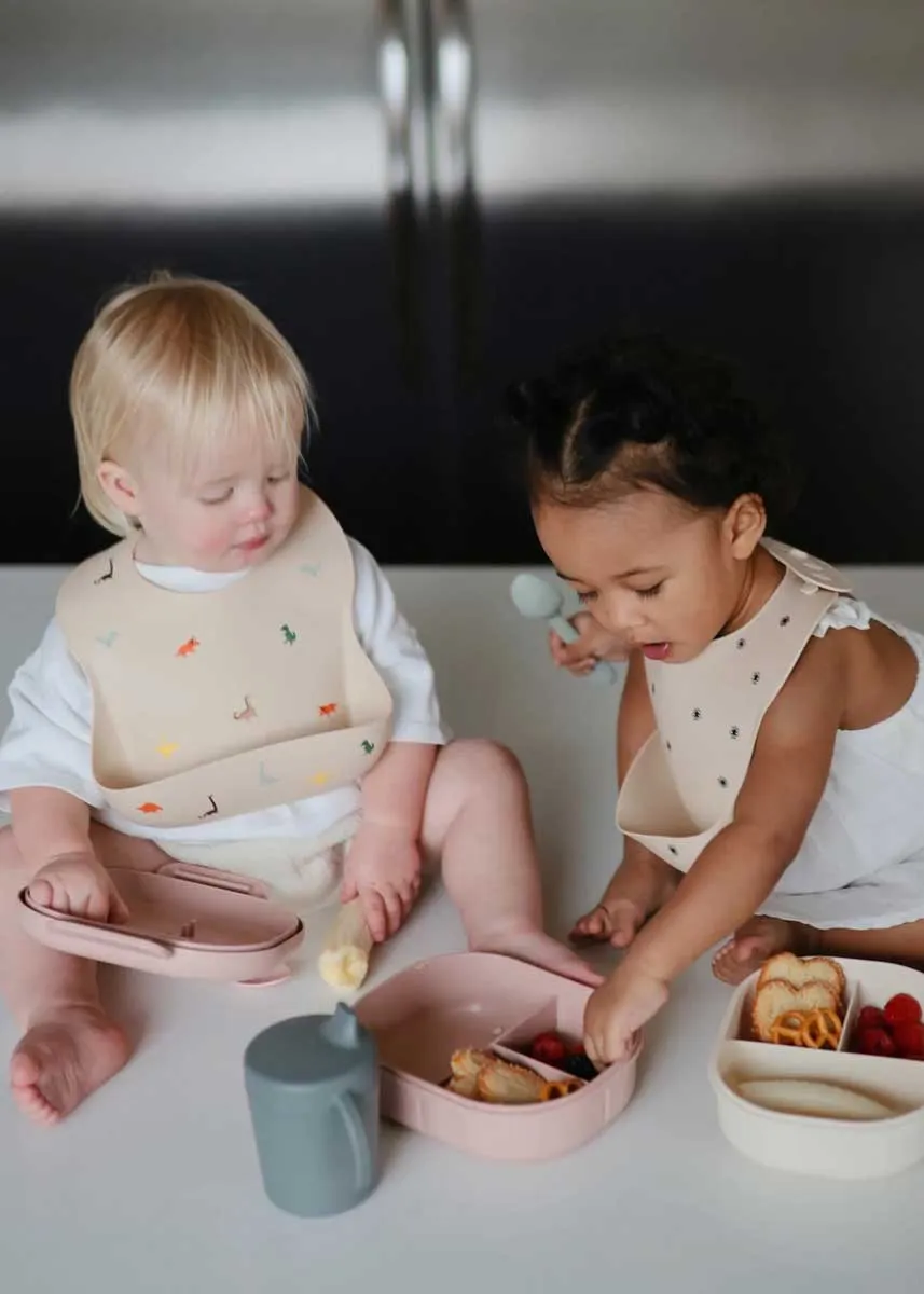Silicone Baby Bib - Black Daisy