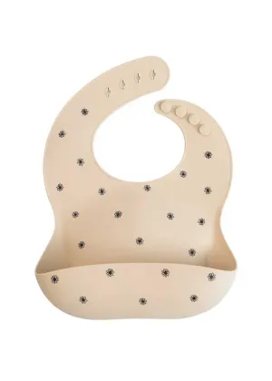 Silicone Baby Bib - Black Daisy