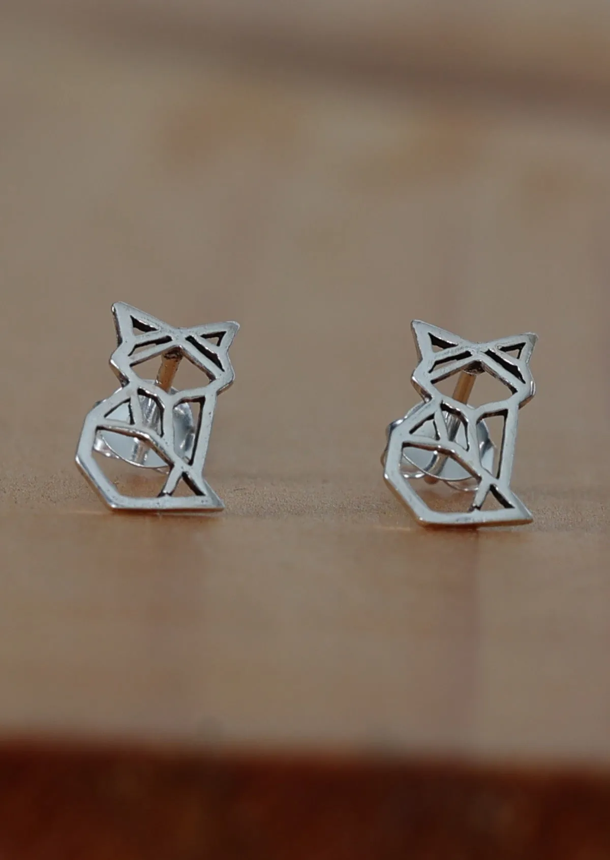 Silver Geometric Fox Studs
