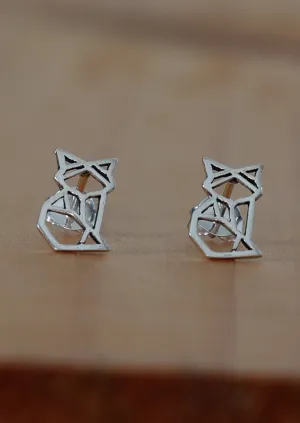 Silver Geometric Fox Studs