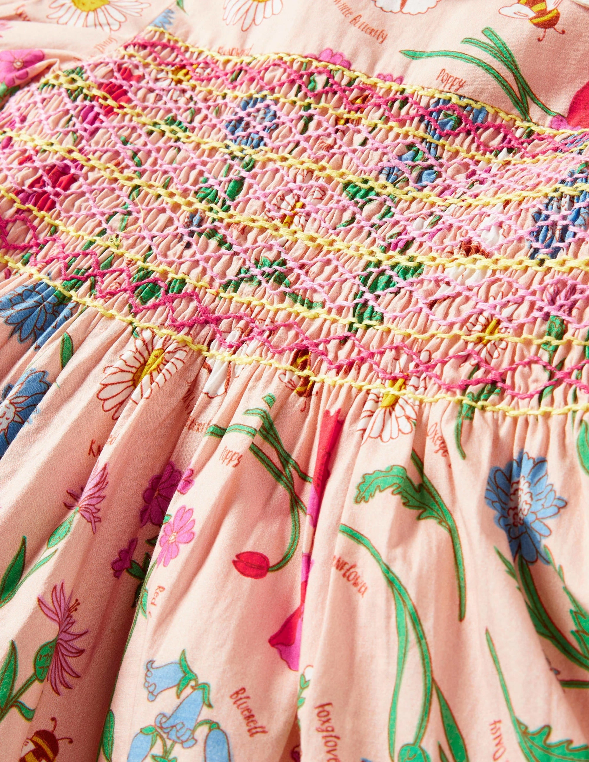 Smocked Dress-Provence Dusty Pink Flowers
