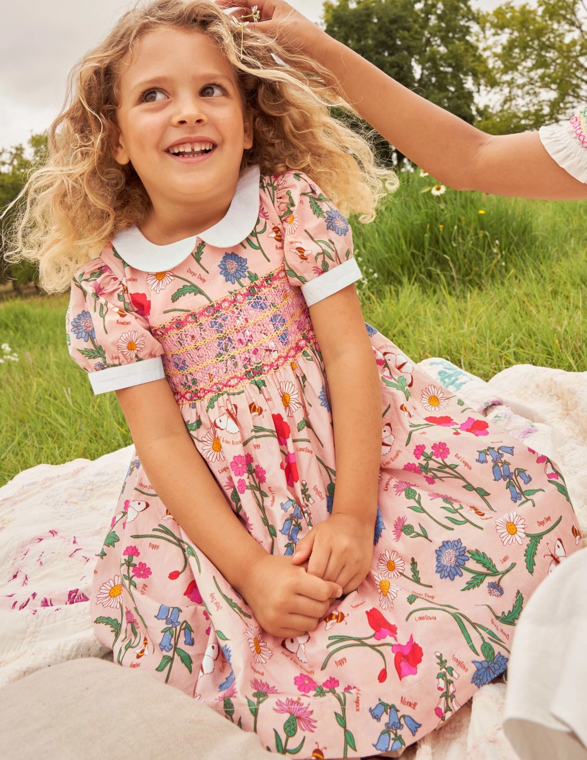 Smocked Dress-Provence Dusty Pink Flowers