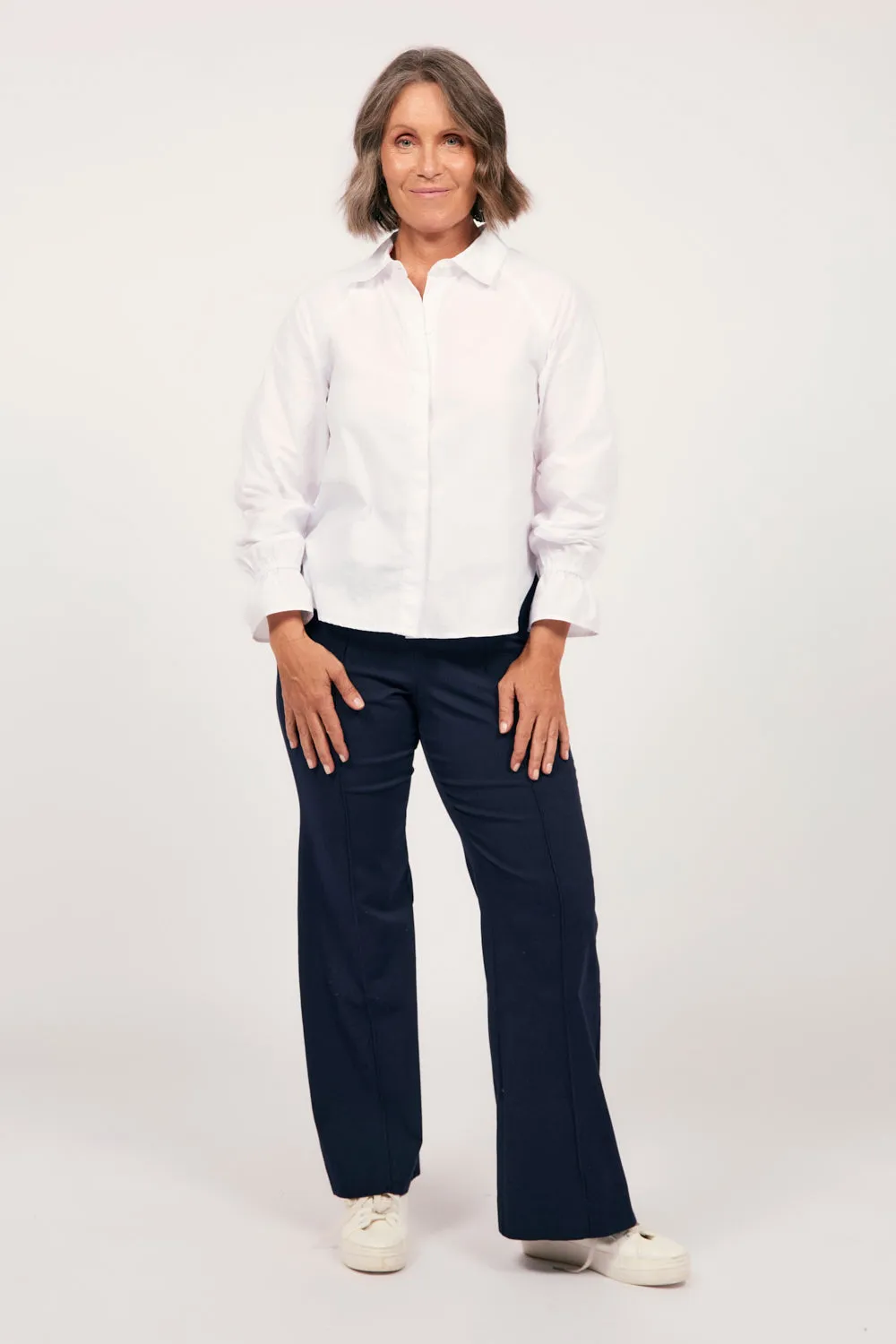 Stretch Wide Leg Pant in Navy