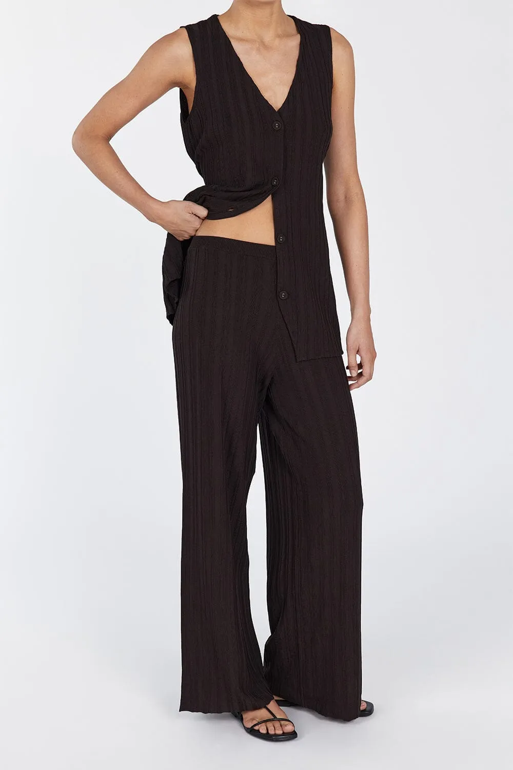 SYLVIA BITTER CHOC KNIT PANT