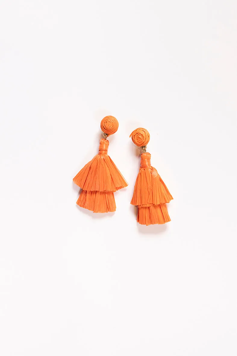 Tassel Earrings in Tangerine