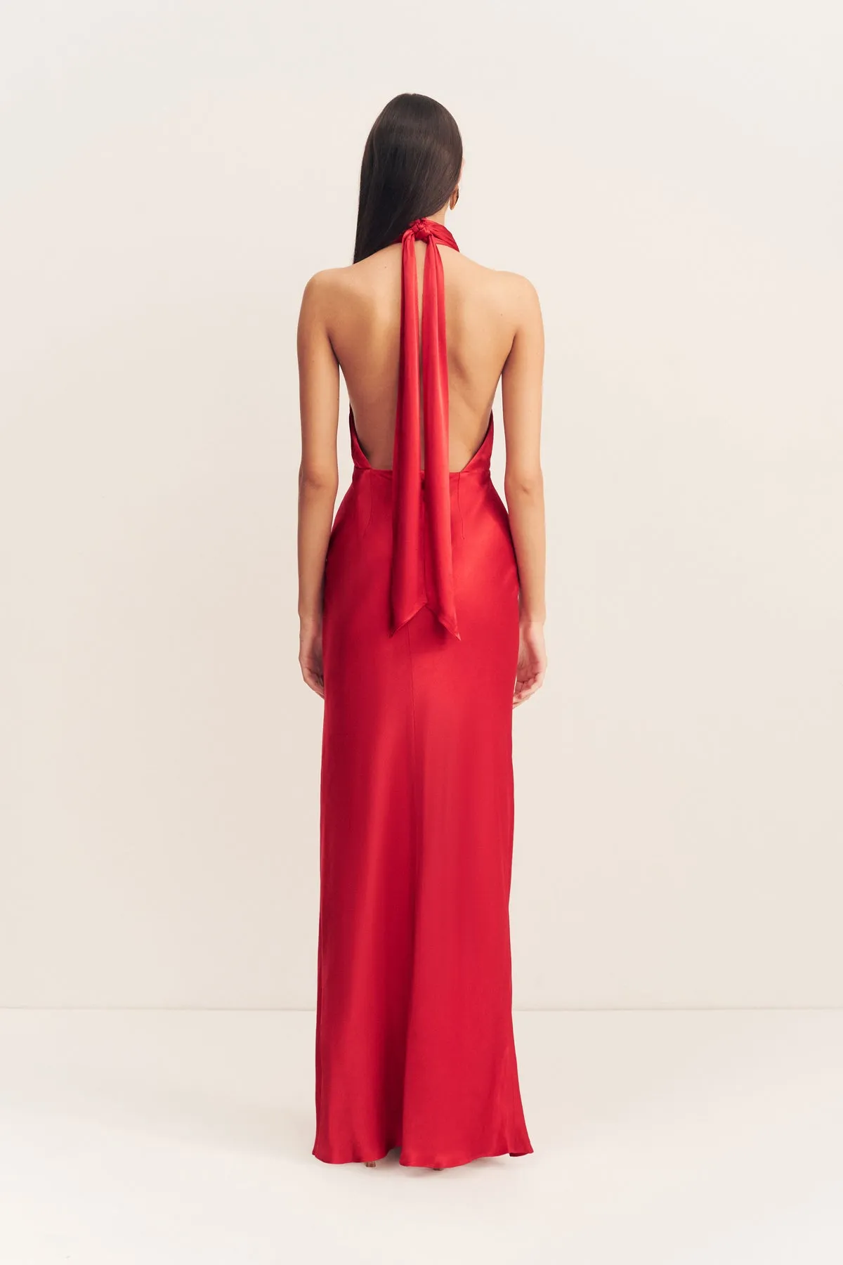 TATUM HALTER NECK MAXI DRESS - GRENADINE