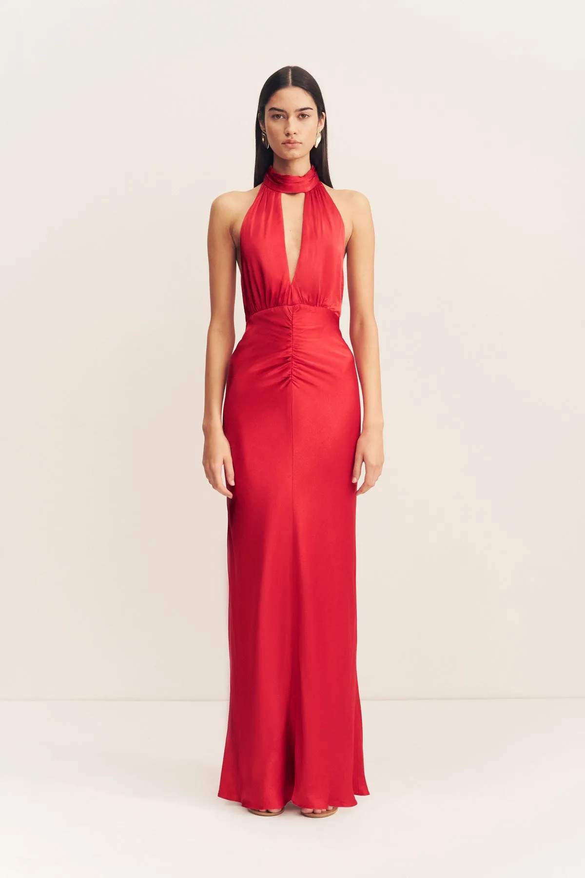 TATUM HALTER NECK MAXI DRESS - GRENADINE