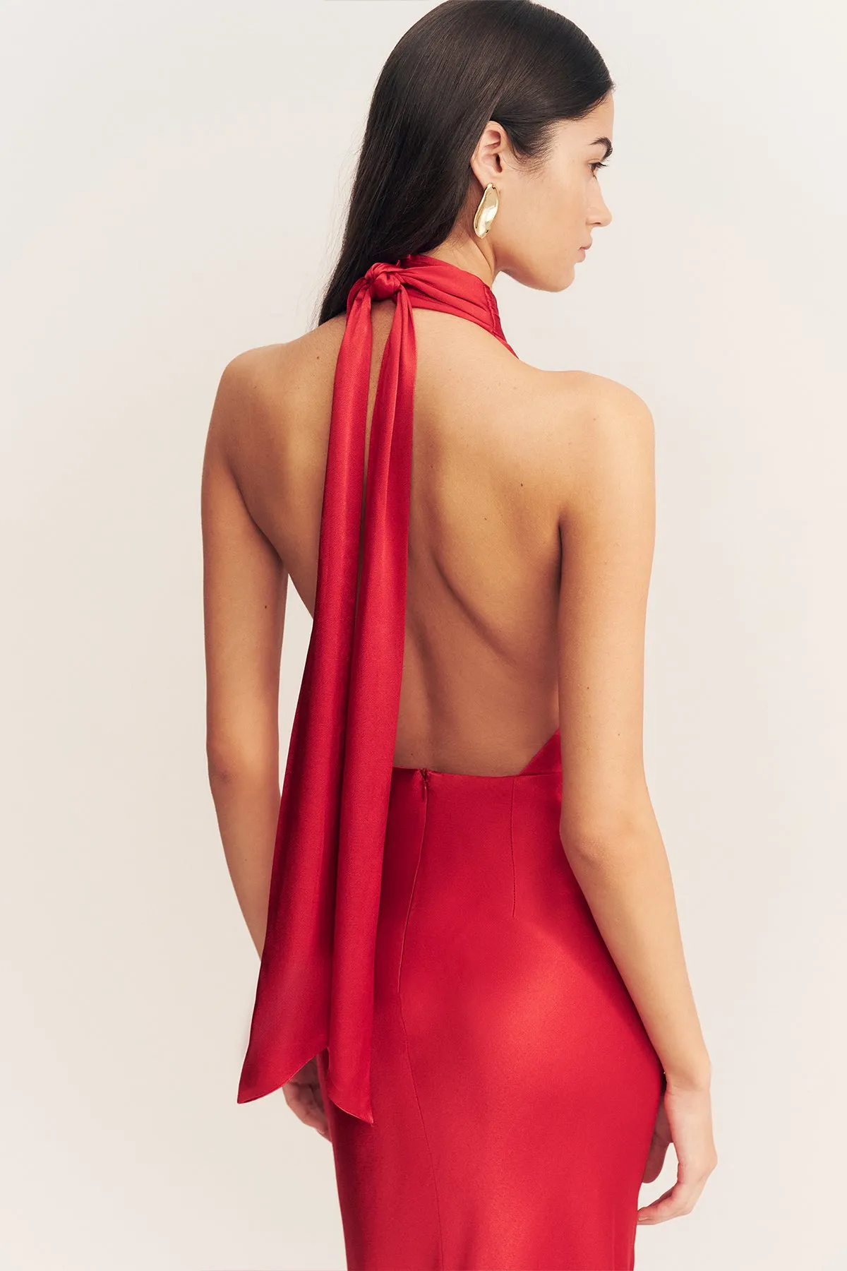 TATUM HALTER NECK MAXI DRESS - GRENADINE