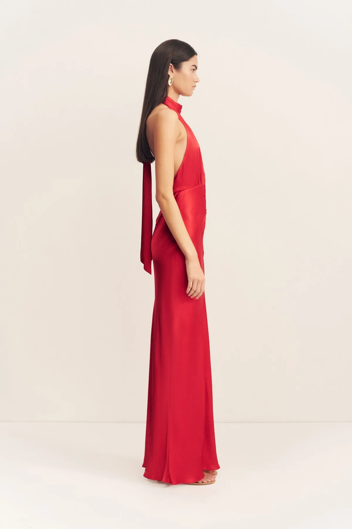 TATUM HALTER NECK MAXI DRESS - GRENADINE