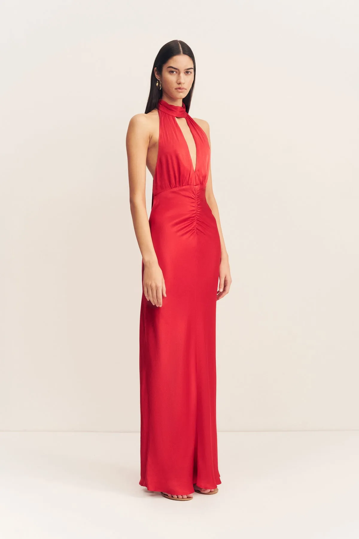 TATUM HALTER NECK MAXI DRESS - GRENADINE