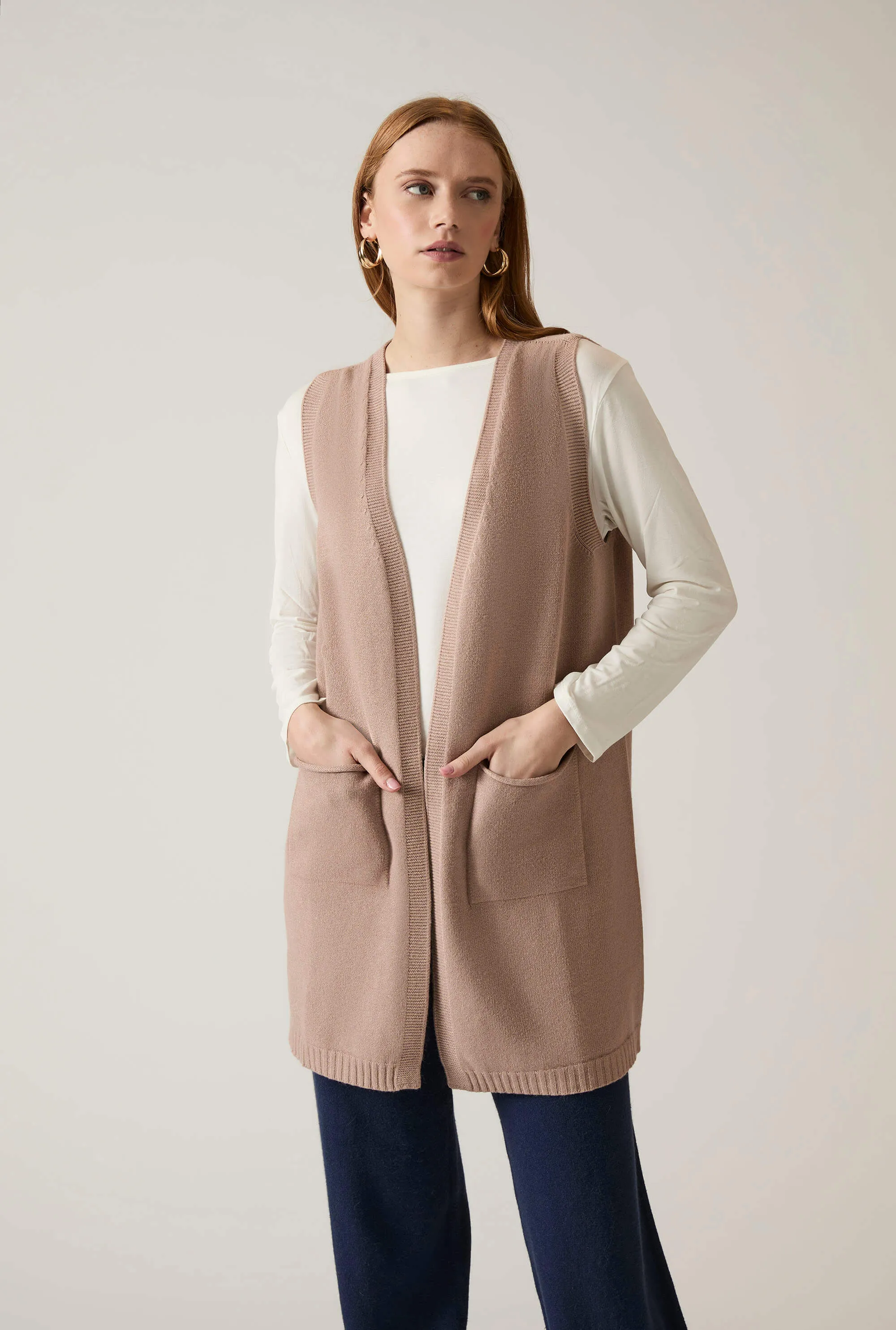 Taupe Knitted Gilet