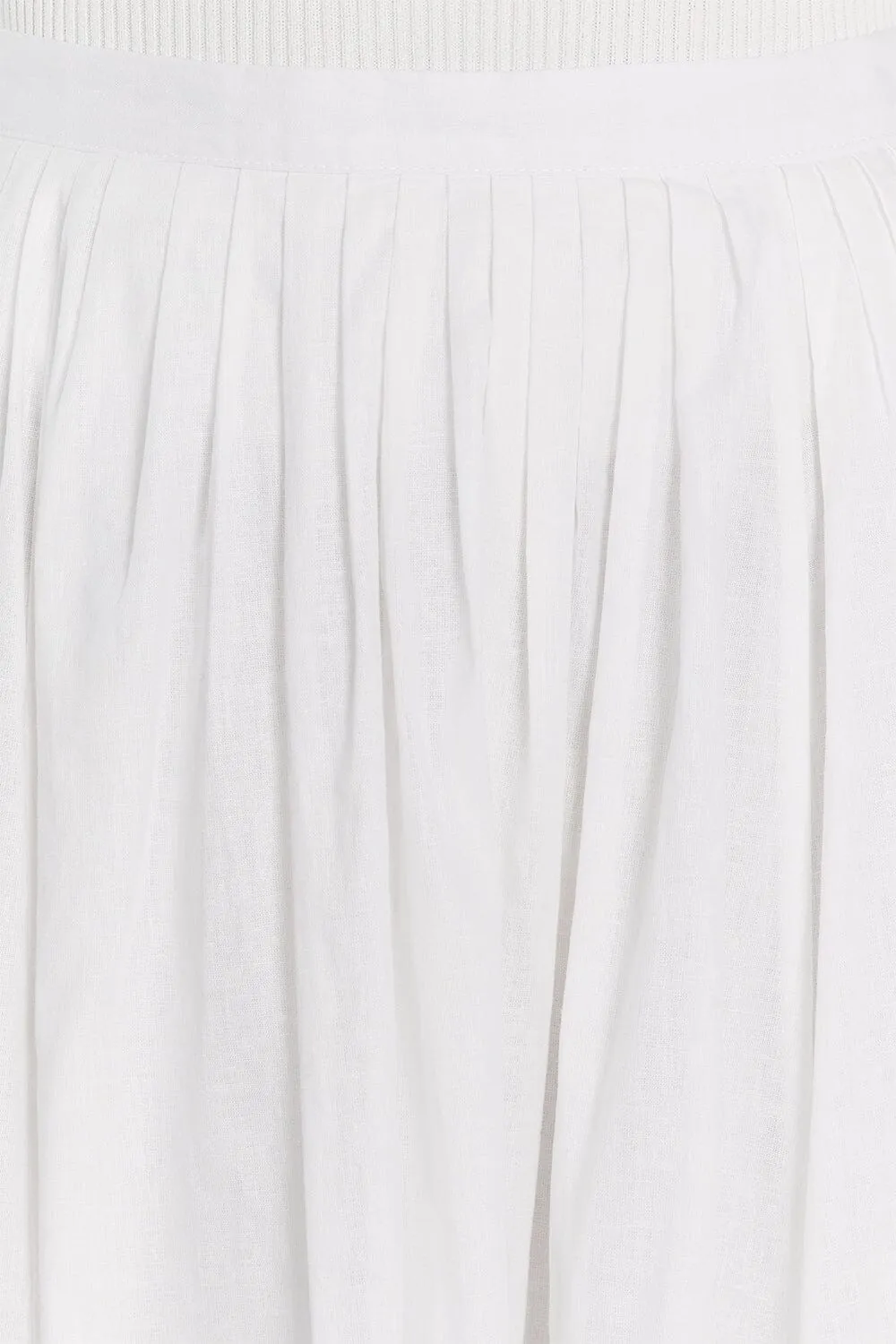 TIA WHITE LINEN CIRCLE MIDI SKIRT