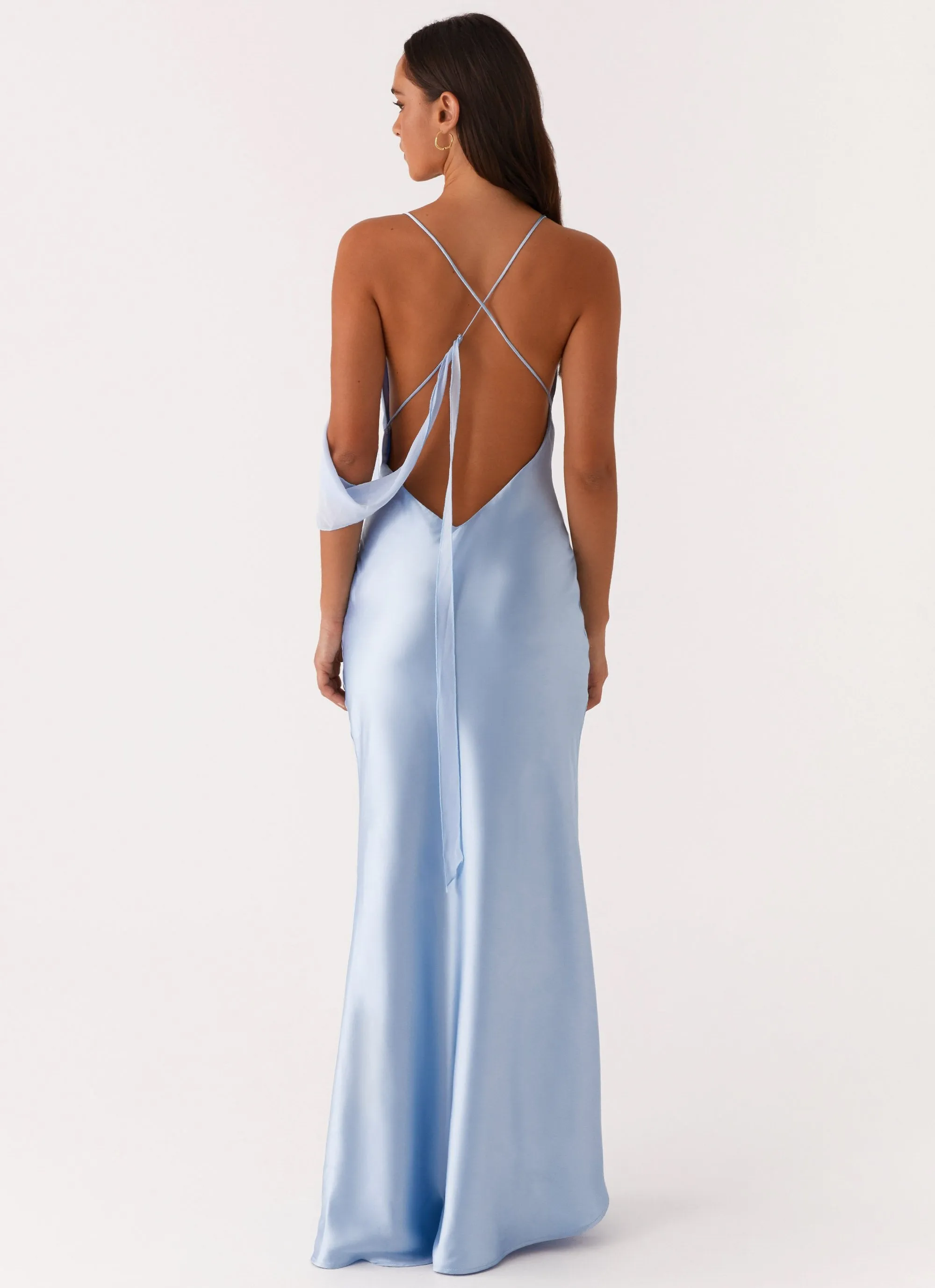 Too Sweet Satin Maxi Dress - Blue