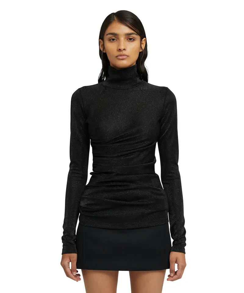 Top in fluid glittery jersey Black