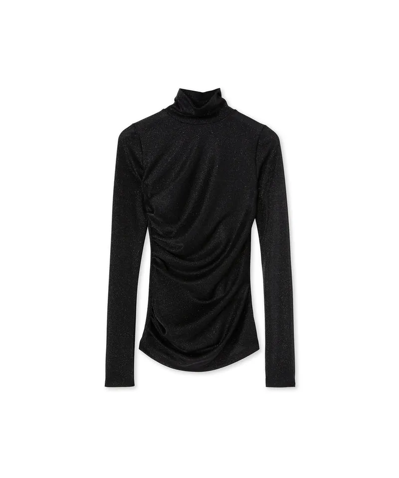 Top in fluid glittery jersey Black