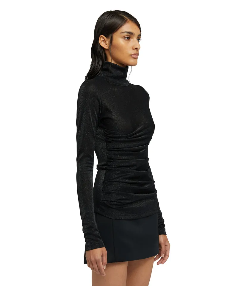 Top in fluid glittery jersey Black