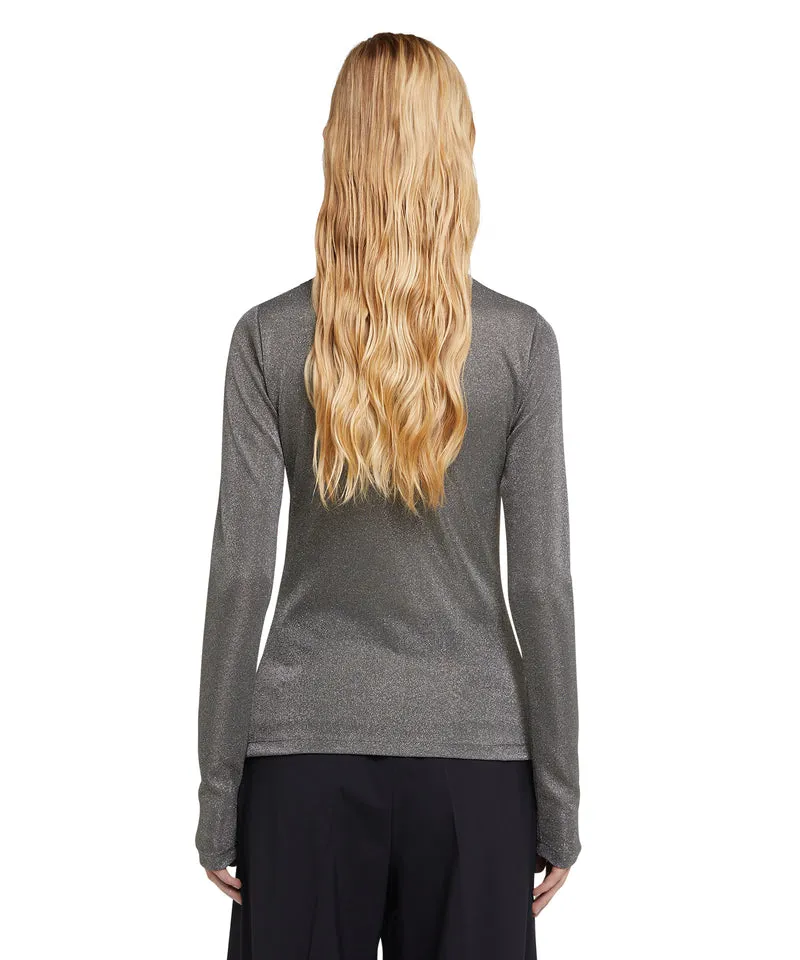 Top in fluid glittery jersey Grey