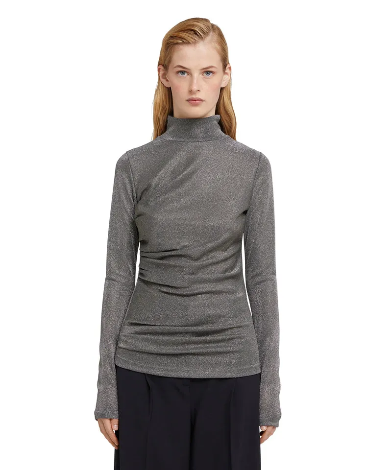 Top in fluid glittery jersey Grey