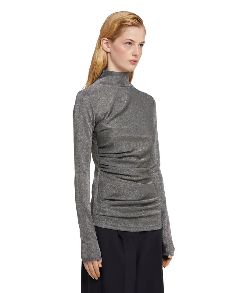 Top in fluid glittery jersey Grey