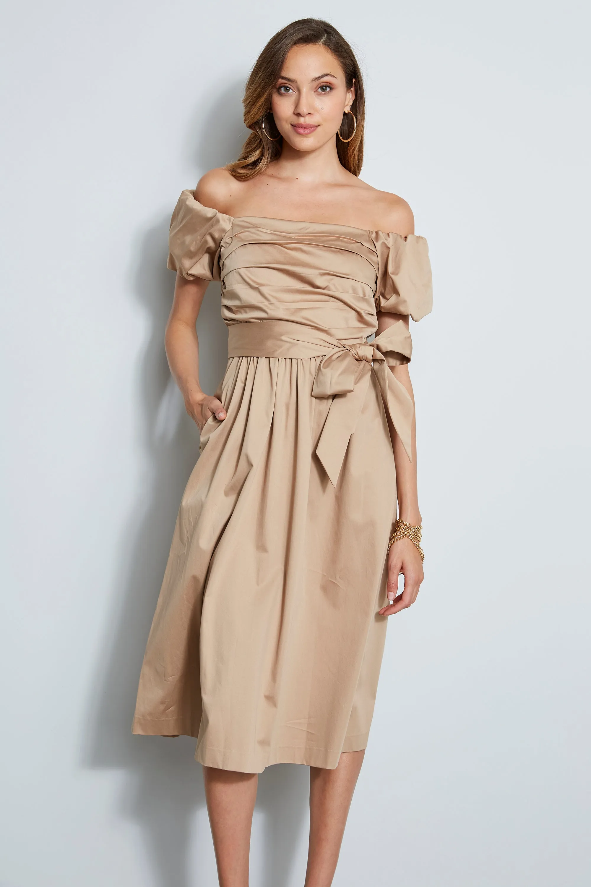 Topaz Off Shoulder Midi Dress
