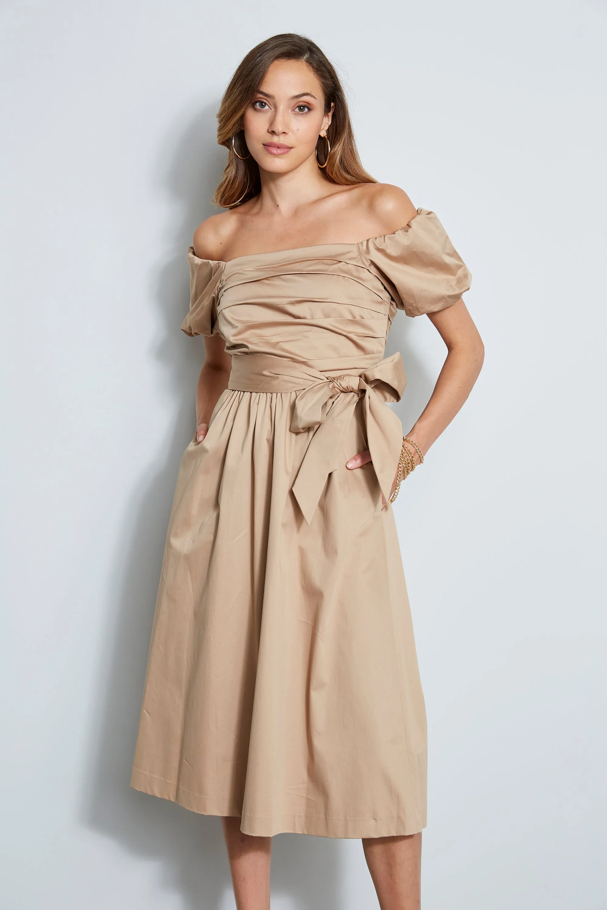 Topaz Off Shoulder Midi Dress