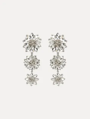 Triple Flower Drop Clip-On Earrings