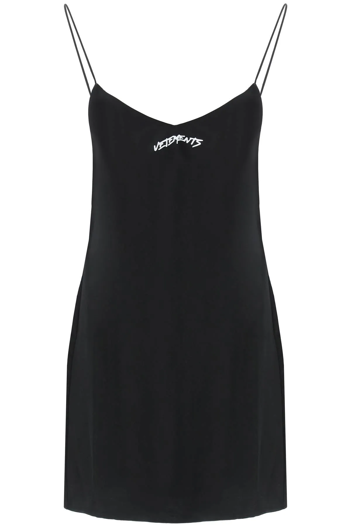 Vetements Logo Printed Slip Mini Dress