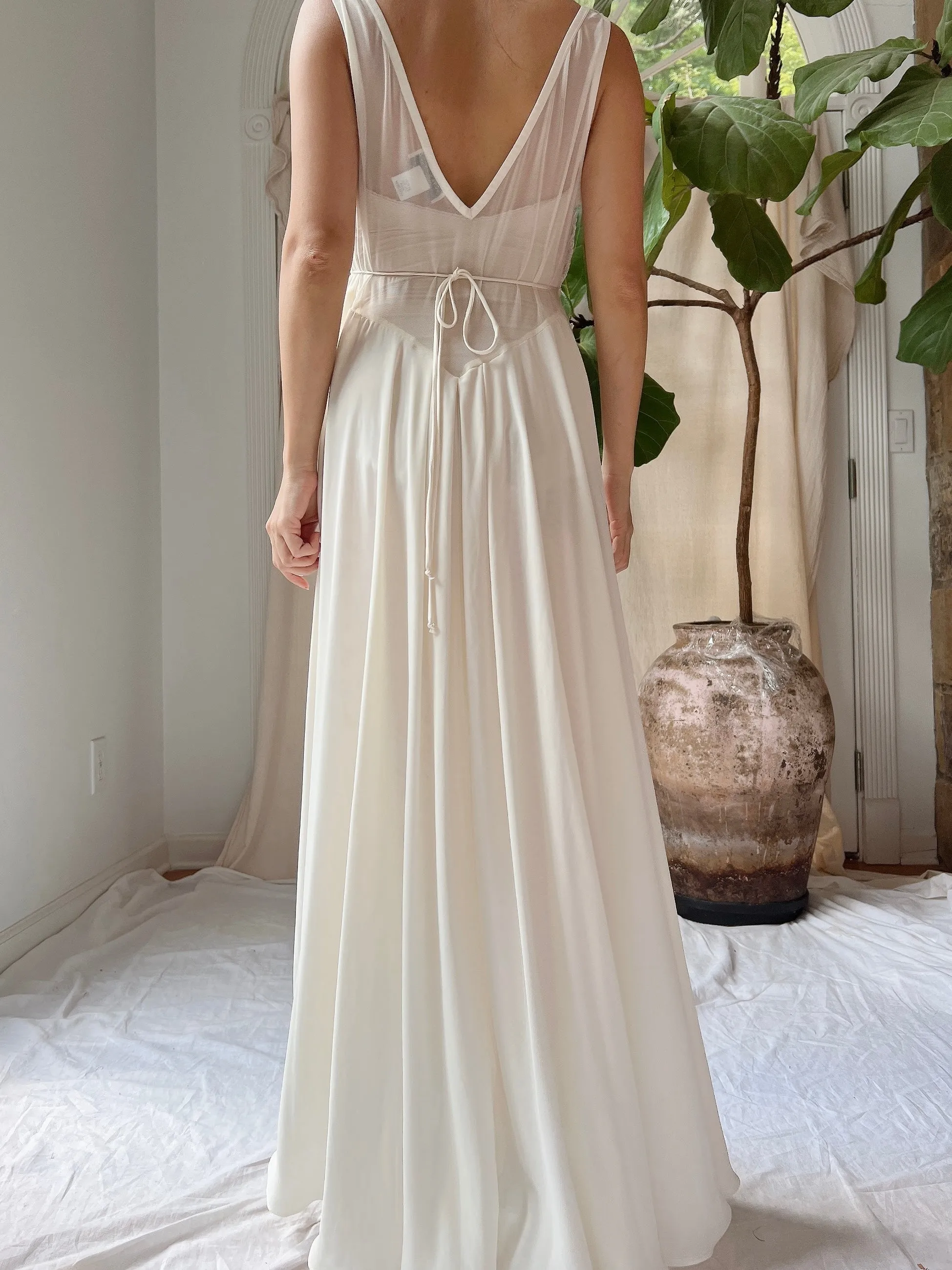 Vintage Chiffon Split Front Slip Dress - M