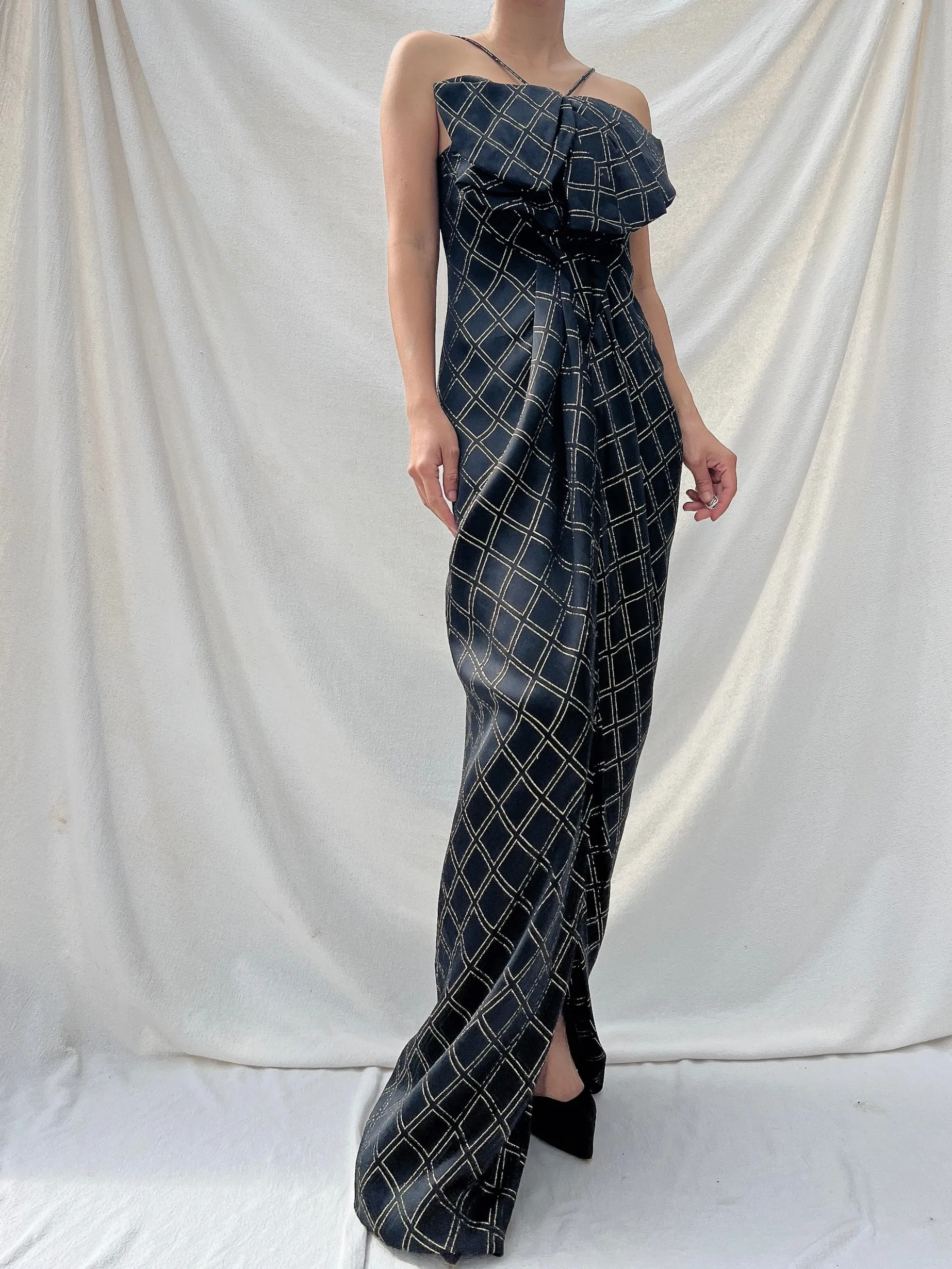 Vintage Galanos Silk Halter Gown - M