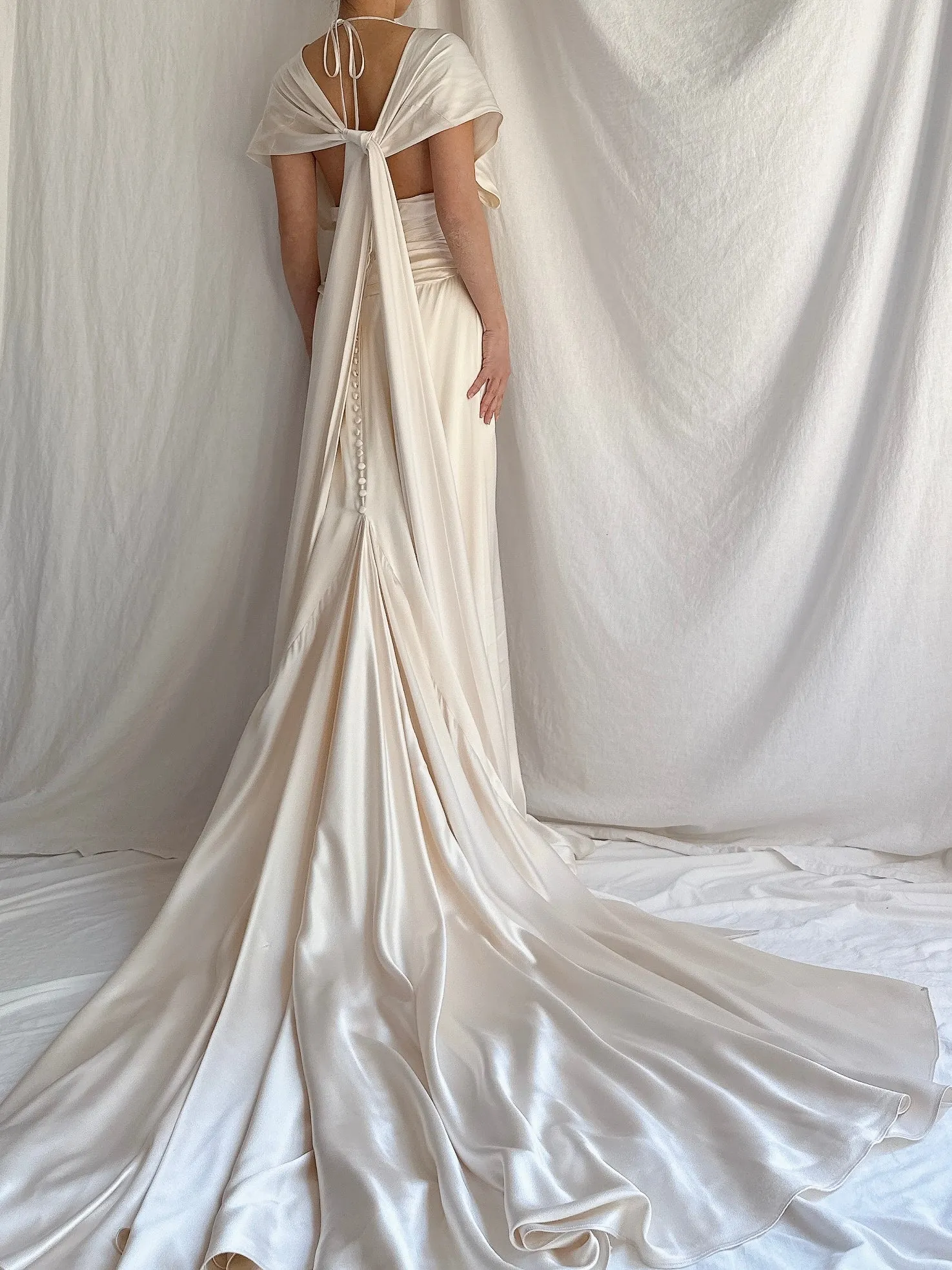 Vintage Romona Keveza Silk Charmeuse Gown - XS
