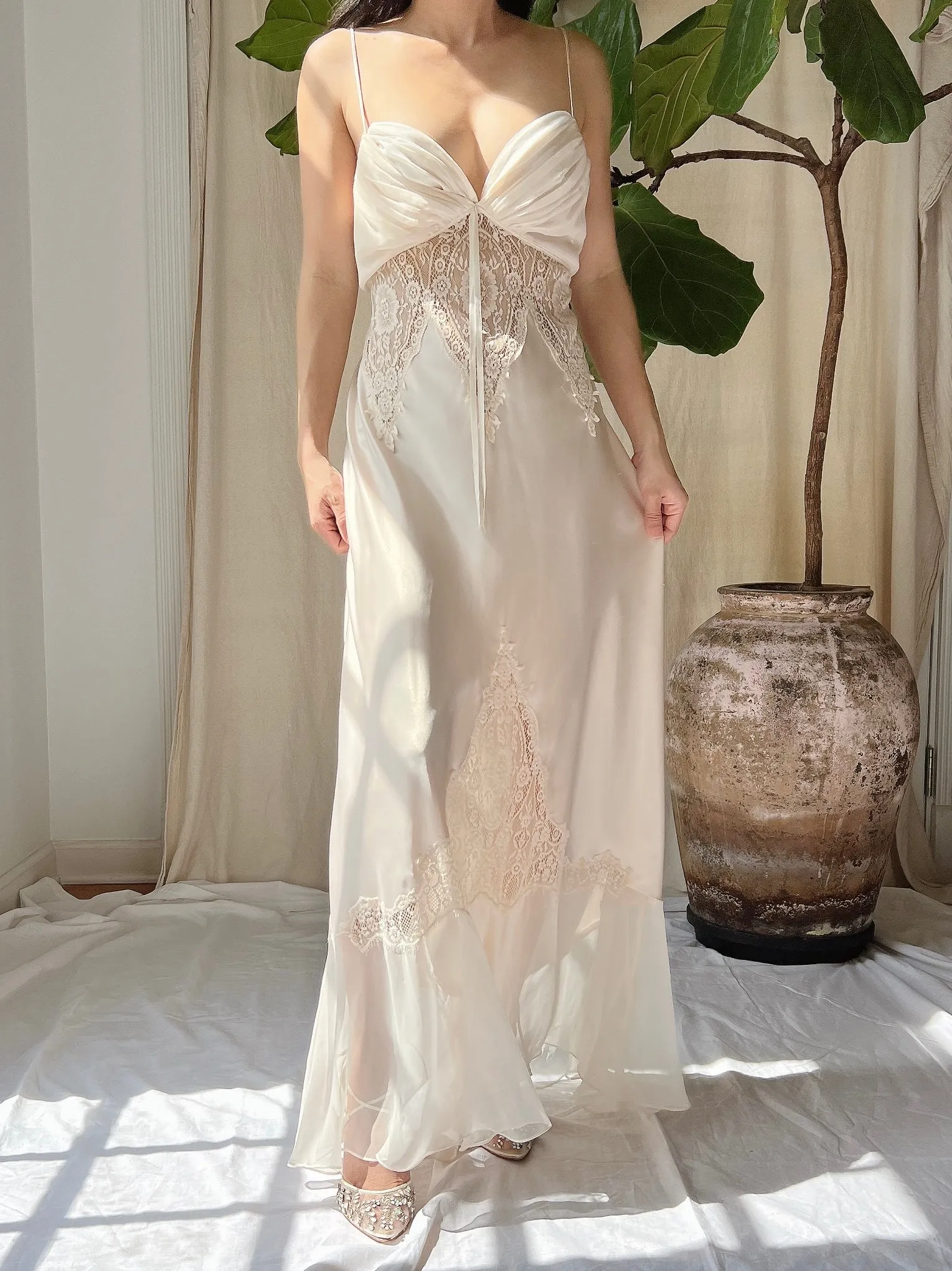 Vintage Satin Slip Dress - M