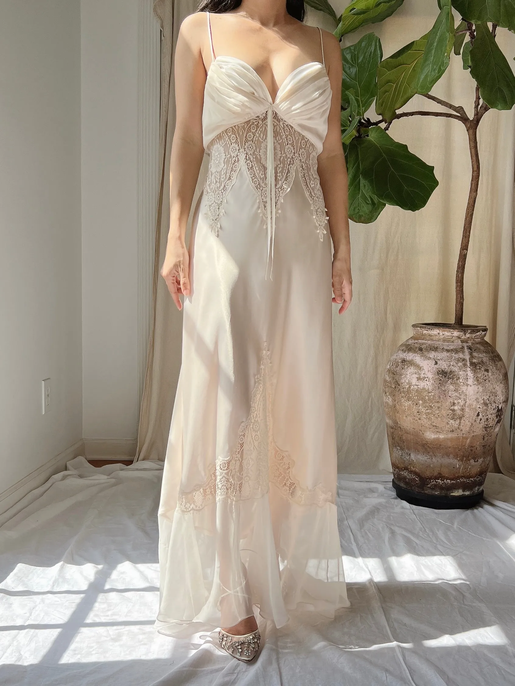 Vintage Satin Slip Dress - M