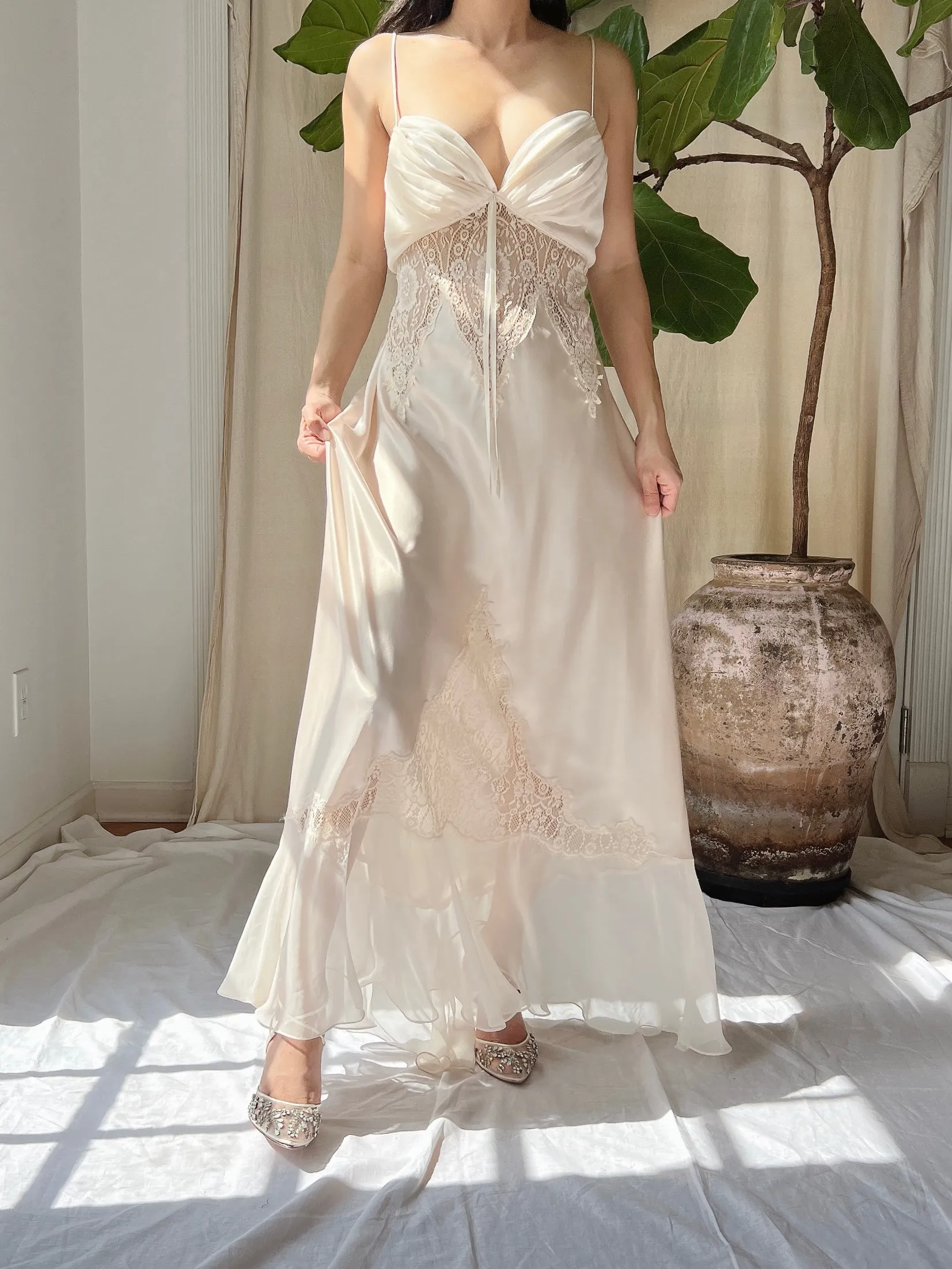 Vintage Satin Slip Dress - M