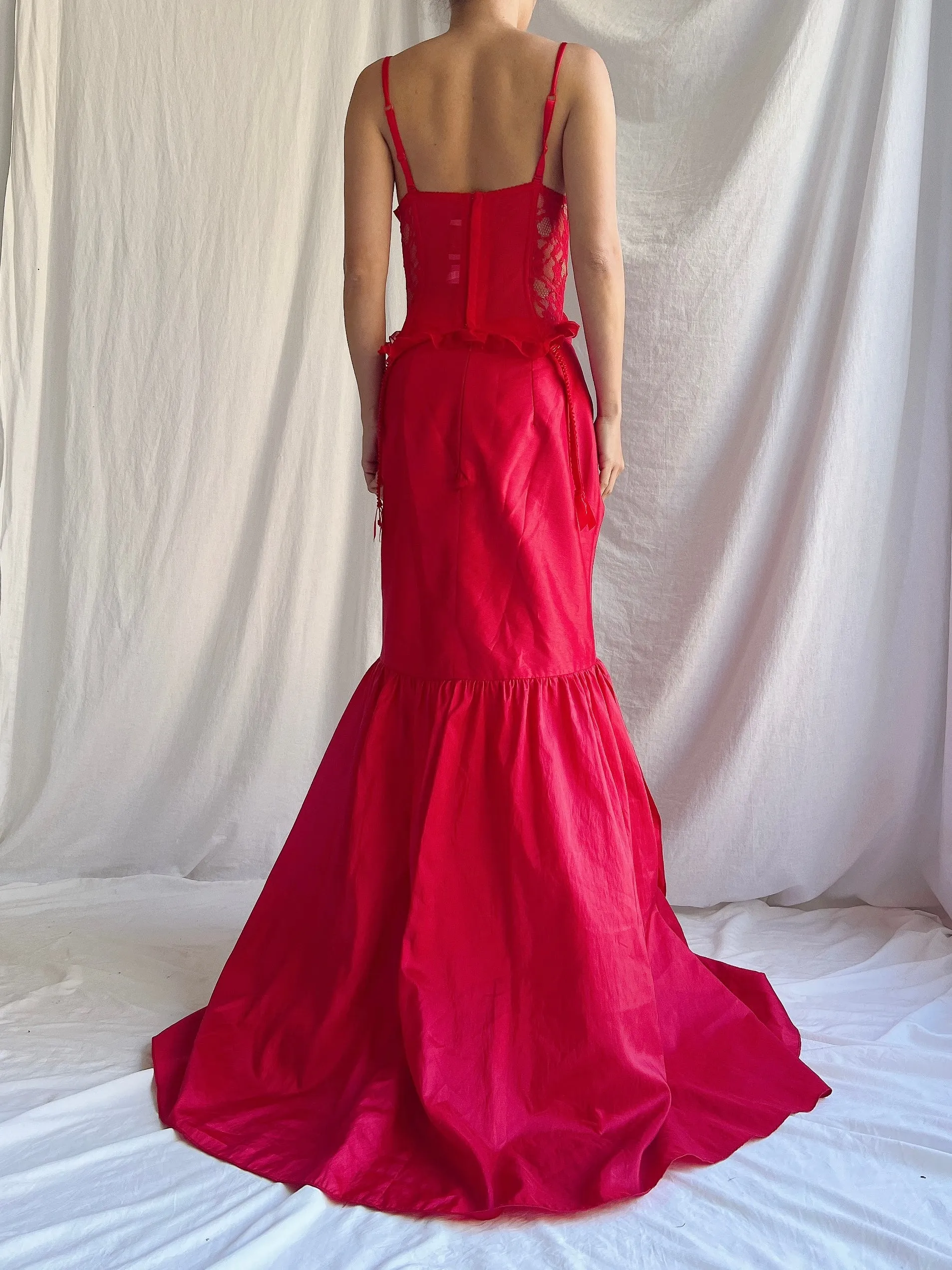 Vintage Taffeta Skirt and Lace Top - S