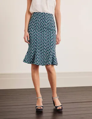 Violette Skirt-Navy Daisy Petals Print