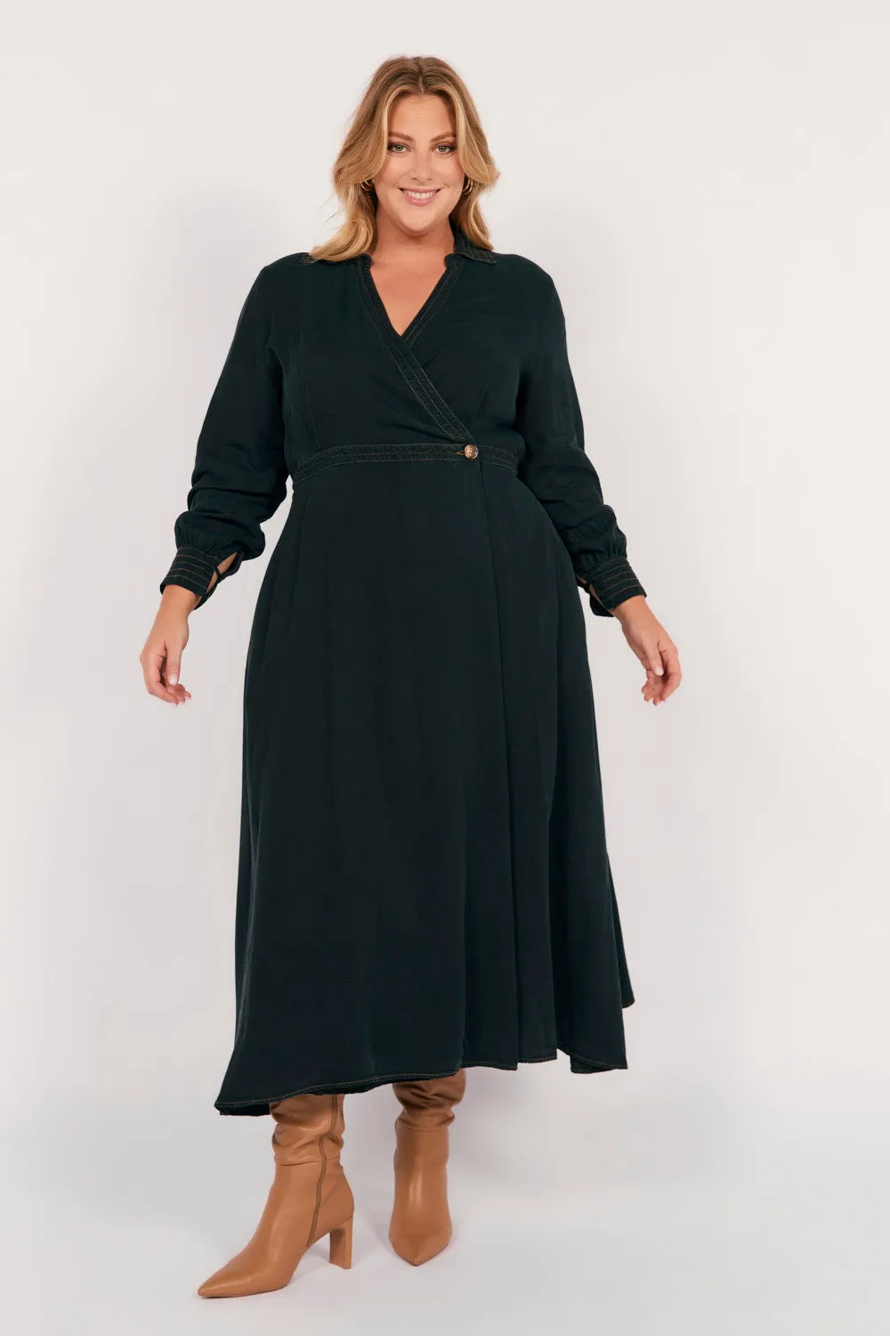 Wendy Tencel Wrap Dress in Black