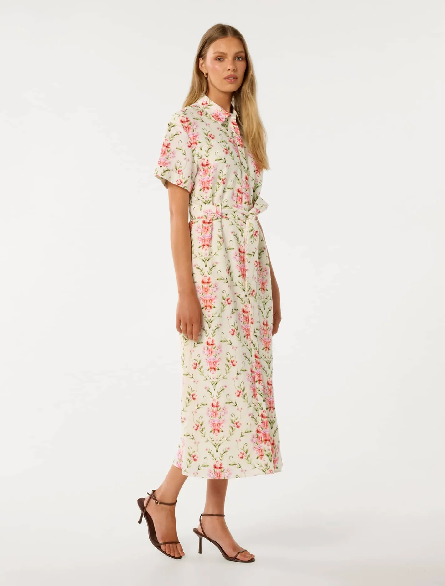 Willow Short Sleeve Linen Midi Dress