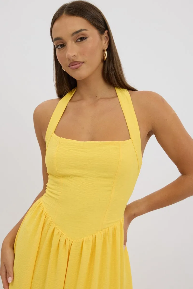 Yellow Maxi Dress Halter Neck