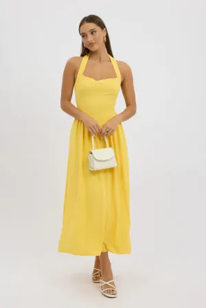 Yellow Maxi Dress Halter Neck