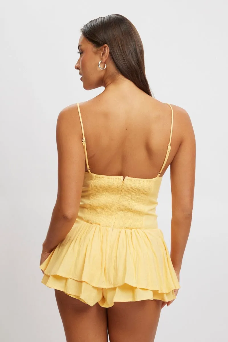 Yellow Playsuit Lace Detail