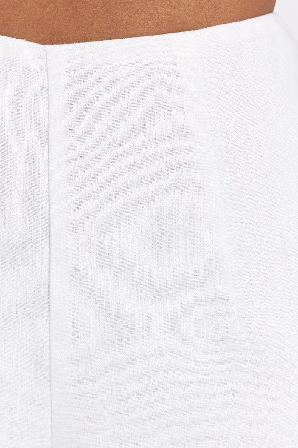 ZAHARA WHITE LINEN FRINGED PANT