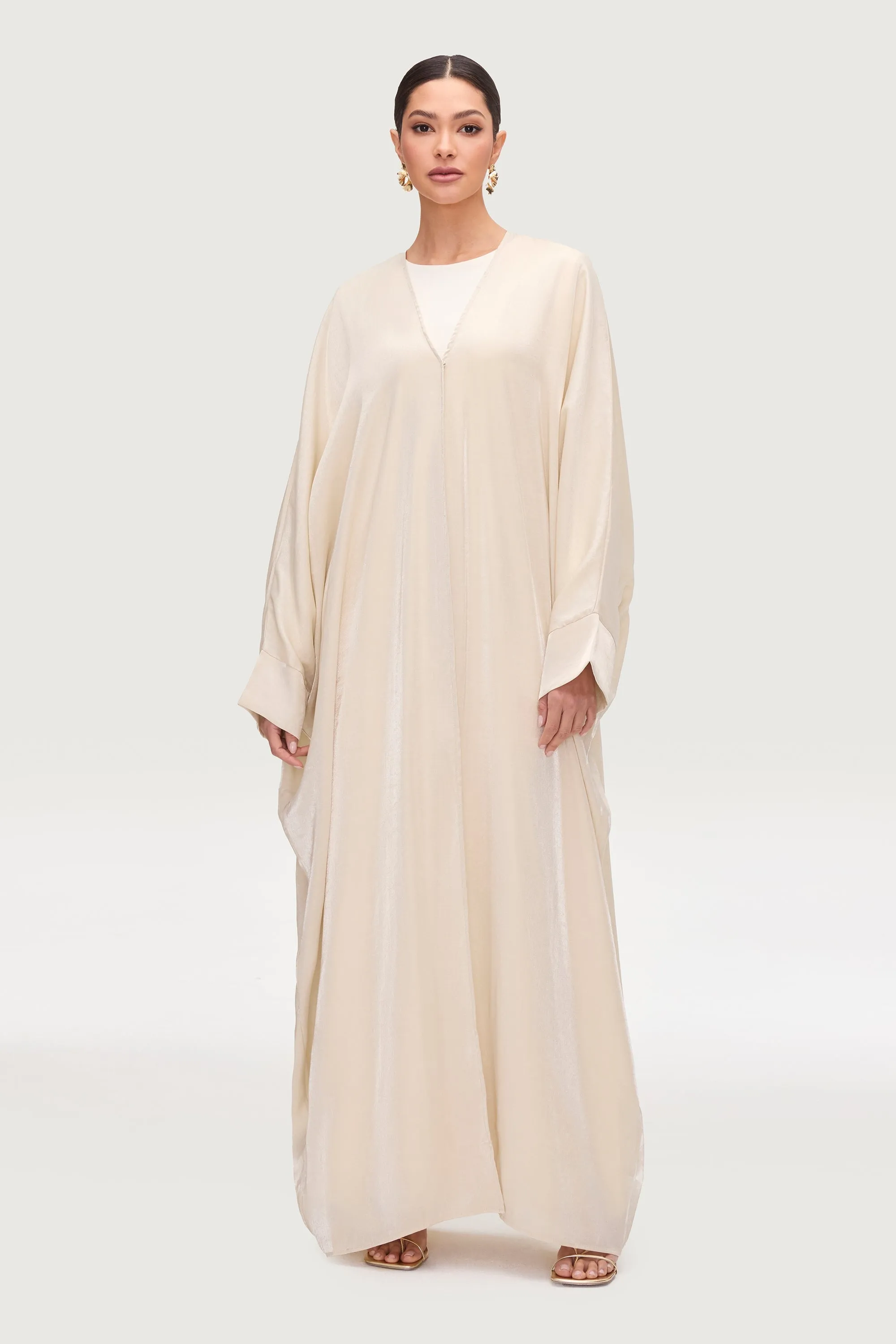 Zara Satin Open Abaya - Moonlight