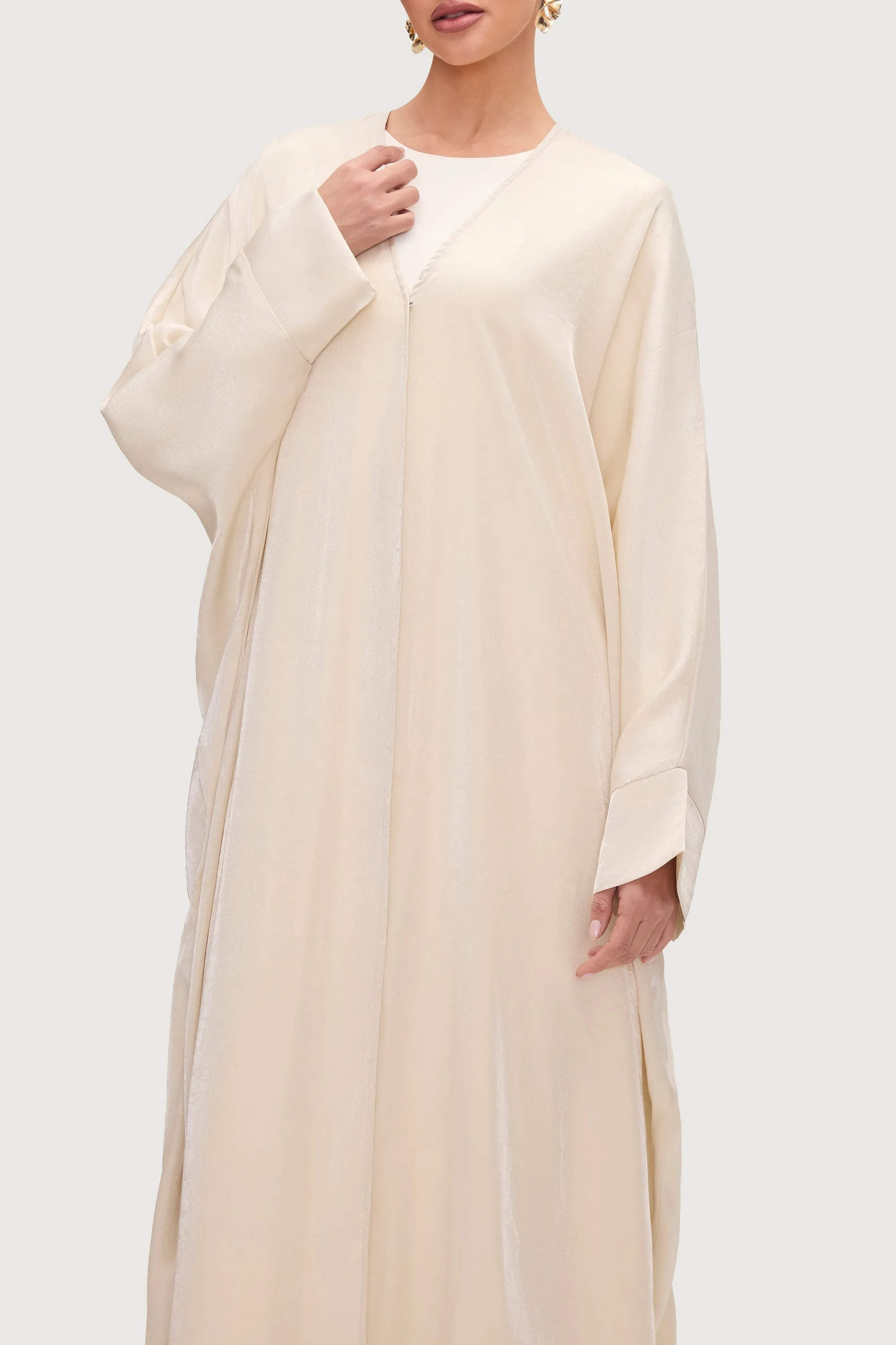 Zara Satin Open Abaya - Moonlight
