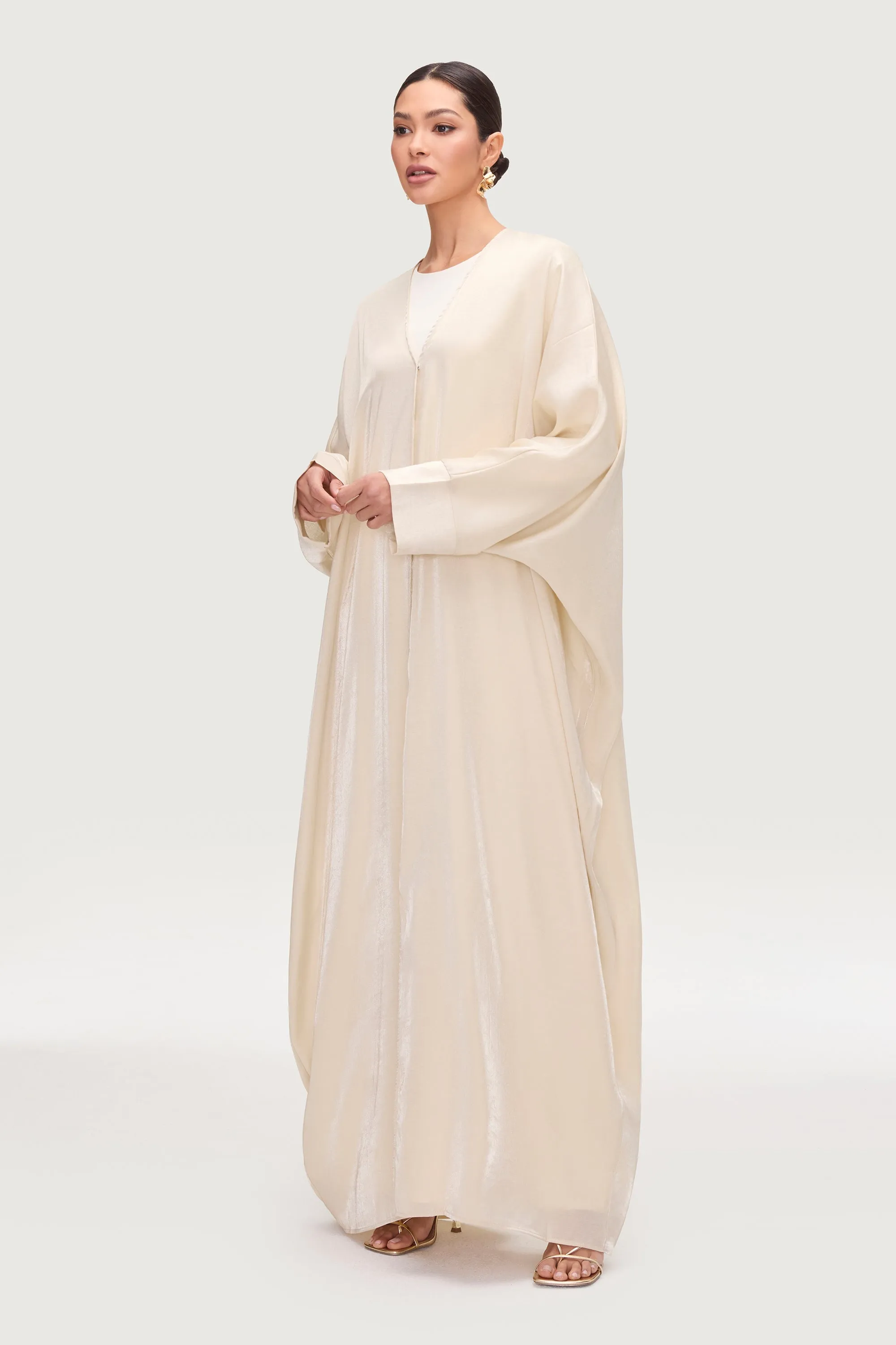 Zara Satin Open Abaya - Moonlight