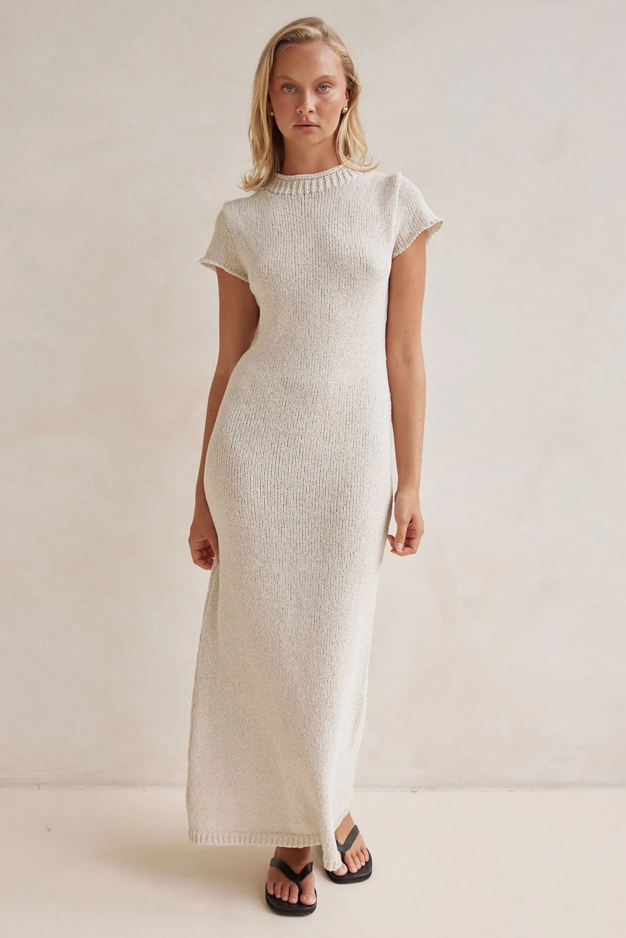 Zaya Knit Maxi Dress (Beige)